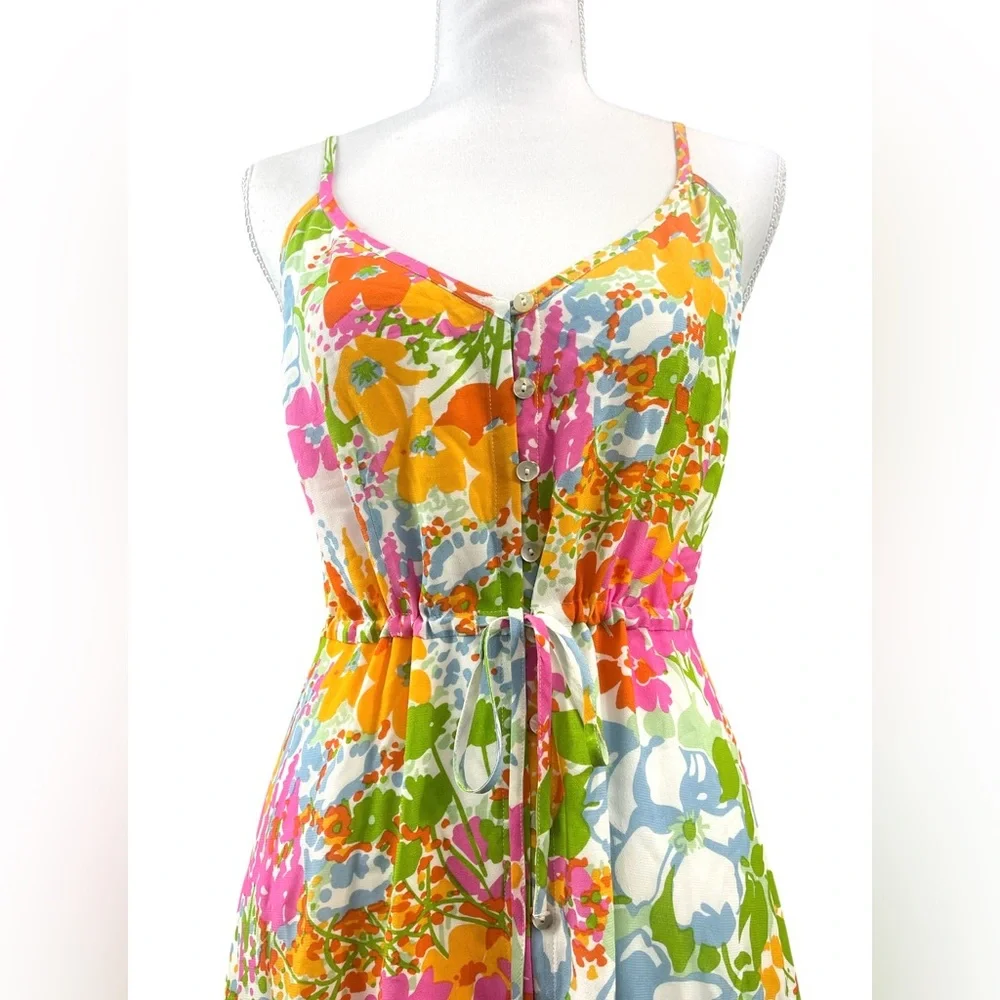 Rails Frida Day Garden Floral‎ High Low Sleeveless Midi Dress Colorful Vacation - Picture 11 of 15